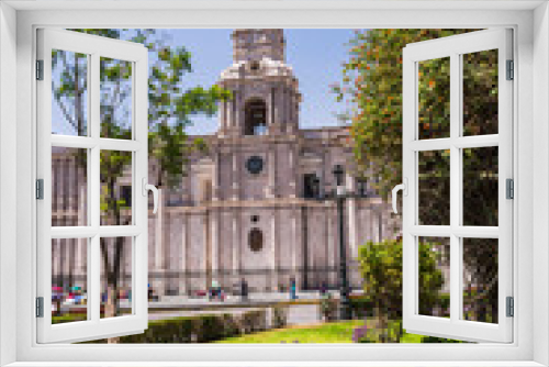 Fototapeta Naklejka Na Ścianę Okno 3D - Basilica Cathedral of Arequipa (Basilica Catedral), Plaza de Armas, Arequipa, Peru, South America