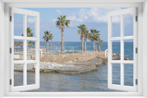 Fototapeta Naklejka Na Ścianę Okno 3D - Limenas Chersonisou Beach front on Crete island in Greece.