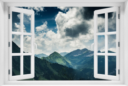 Fototapeta Naklejka Na Ścianę Okno 3D - Mountain landscape and cloudy sky