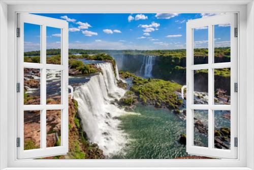 Fototapeta Naklejka Na Ścianę Okno 3D - View of the Iguazu Falls, border between Brazil and Argentina.