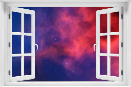Fototapeta Naklejka Na Ścianę Okno 3D - Science fiction illustrarion, deep space nebula, colorful space background with stars 3d render	
