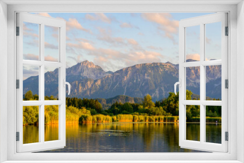 Fototapeta Naklejka Na Ścianę Okno 3D - Lake Hopfensee near Fuessen - View of Allgaeu Alps, Bavaria, Germany - paradise travel destination