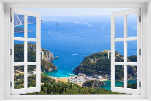 Fototapeta Naklejka Na Ścianę Okno 3D - Panoramic view of the sea and coast on the sunny day. Corfu. Greece.