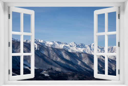 Fototapeta Naklejka Na Ścianę Okno 3D - snow covered mountains
