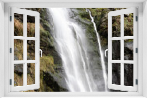 Fototapeta Naklejka Na Ścianę Okno 3D - waterfall in the forest, Wales, Pistyll, Pistyll Rhaeadr, Waterfall