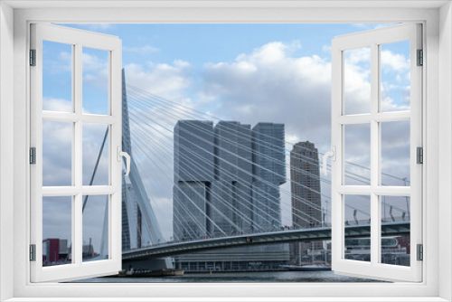 Fototapeta Naklejka Na Ścianę Okno 3D - Erasmus Bridge De Rotterdam building - Rotterdam, Netherlands