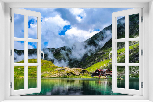 Fototapeta Naklejka Na Ścianę Okno 3D - lake and mountains