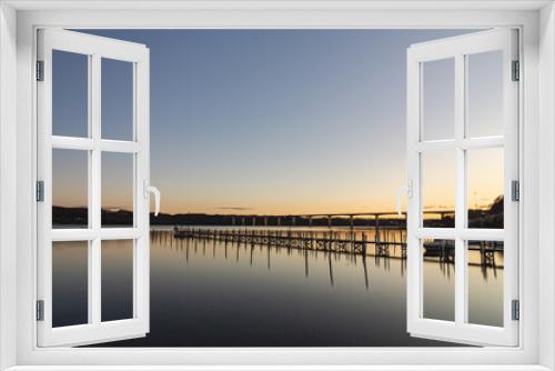 Fototapeta Naklejka Na Ścianę Okno 3D - Golden Hour at Vejle Fjord - Bridge
