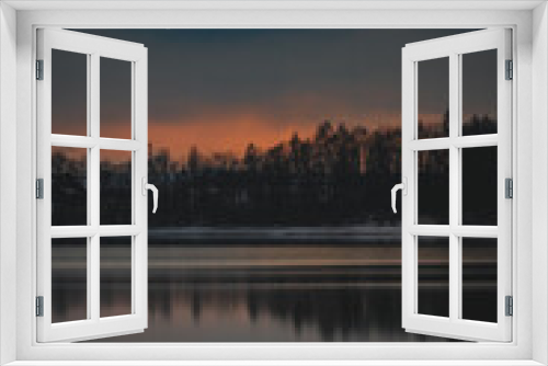 Fototapeta Naklejka Na Ścianę Okno 3D - sunset over the lake in winter