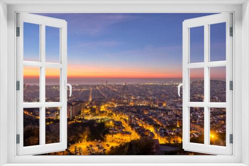 Fototapeta Naklejka Na Ścianę Okno 3D - Beautiful sunrise view of Barcelona and the Mediterranean Sea