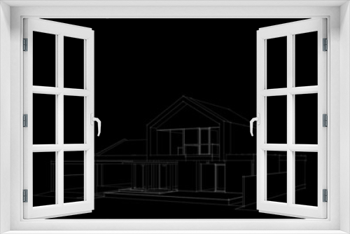 Fototapeta Naklejka Na Ścianę Okno 3D - House sketch drawing 3d illustration