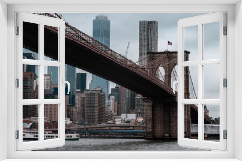 Fototapeta Naklejka Na Ścianę Okno 3D - The New York Financial District and Lower Manhattan with Brooklyn Brdige