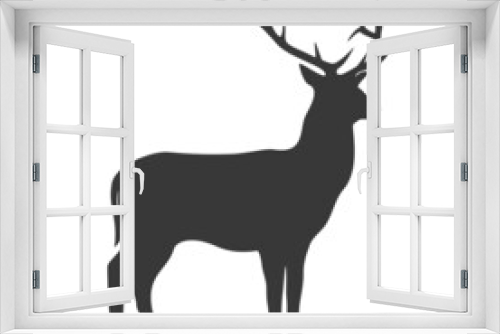 Fototapeta Naklejka Na Ścianę Okno 3D - Deer silhouette, icon. Vector illustration on a white background.