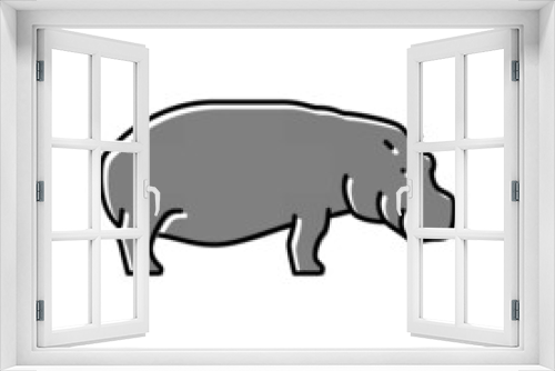 Fototapeta Naklejka Na Ścianę Okno 3D - hippopotamus wild animal color icon vector illustration