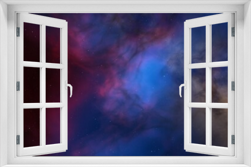 Fototapeta Naklejka Na Ścianę Okno 3D - colorful space background with stars, nebula gas cloud in deep outer space, science fiction illustrarion 3d illustration
