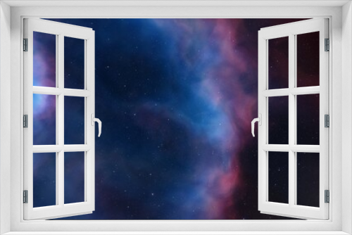 Fototapeta Naklejka Na Ścianę Okno 3D - colorful space background with stars, nebula gas cloud in deep outer space, science fiction illustrarion 3d illustration
