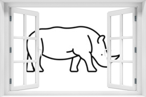 Fototapeta Naklejka Na Ścianę Okno 3D - rhino animal in zoo line icon vector illustration