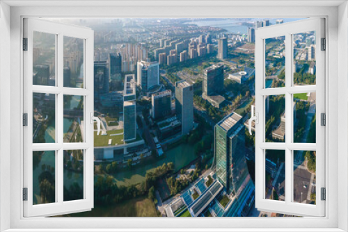 Fototapeta Naklejka Na Ścianę Okno 3D - Aerial photography of office building of Suzhou East Lake International Financial Center