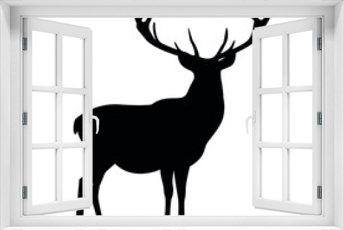 Fototapeta Naklejka Na Ścianę Okno 3D - Black silhouette of a vector deer, deer icon in eps 10.