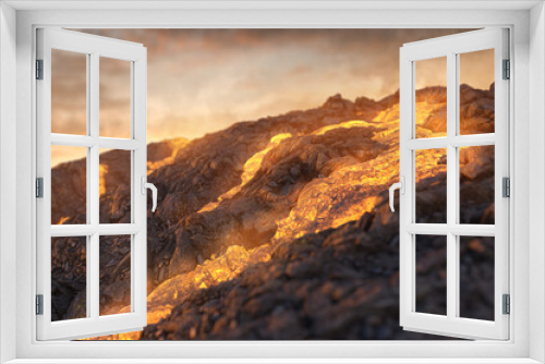 Fototapeta Naklejka Na Ścianę Okno 3D - Lava flowing on volcano