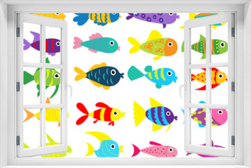 Fototapeta Naklejka Na Ścianę Okno 3D - fish set flat design , isolated vector