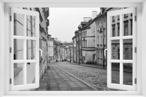 Fototapeta Naklejka Na Ścianę Okno 3D - Warszawska ulica z kamienicami.