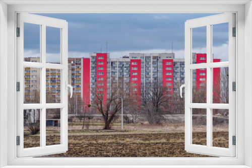 Fototapeta Naklejka Na Ścianę Okno 3D - bloki mieszkalne z wielkiej płyty