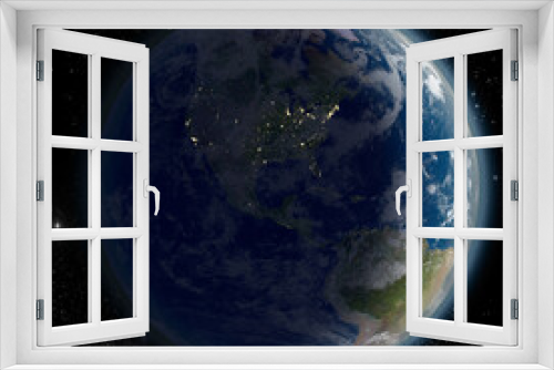 Fototapeta Naklejka Na Ścianę Okno 3D - Earth rendered with night over North America