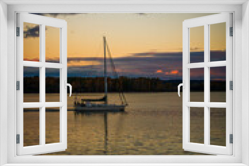Fototapeta Naklejka Na Ścianę Okno 3D - sailboat at sunset