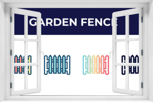 Fototapeta Naklejka Na Ścianę Okno 3D - garden fence icon in 8 styles. line, filled, glyph, thin outline, colorful, stroke and gradient styles, garden fence vector sign. symbol, logo illustration. different style icons set.