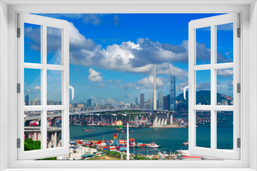 Fototapeta Naklejka Na Ścianę Okno 3D - highway bridge in hongkong at day