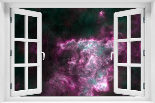 Fototapeta Naklejka Na Ścianę Okno 3D - Green and Purple Abstract Glowing Space nebula background