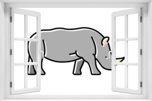 Fototapeta Naklejka Na Ścianę Okno 3D - rhino animal in zoo color icon vector illustration