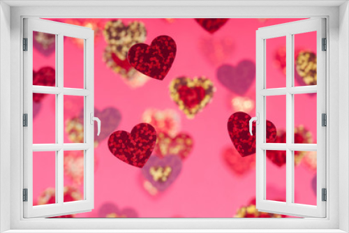 Abstract background image selective focus pink hearts