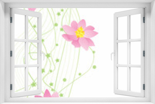 Fototapeta Naklejka Na Ścianę Okno 3D - flower green corner on white backdrop