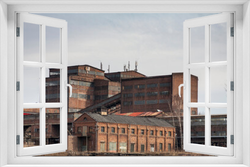 Fototapeta Naklejka Na Ścianę Okno 3D - Landscape of industry: mine factories smelters railway 