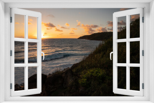 Fototapeta Naklejka Na Ścianę Okno 3D - Kauai Hawaii Island Ocean Coastline Sunrise With Colorful Clouds