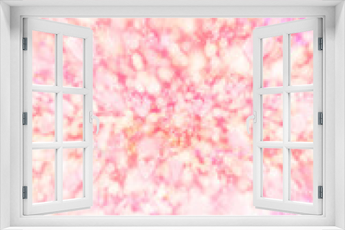 Fototapeta Naklejka Na Ścianę Okno 3D - キラキラとハートが飛び交うピンク色の華やかな背景　縦