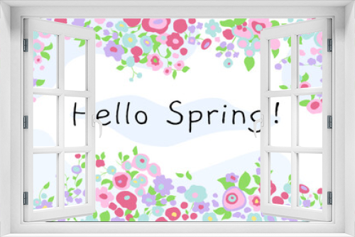 Fototapeta Naklejka Na Ścianę Okno 3D - Vector greeting card with pastel flowers hello spring