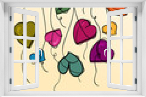 Fototapeta Naklejka Na Ścianę Okno 3D - Valentine flowers heart hanging background