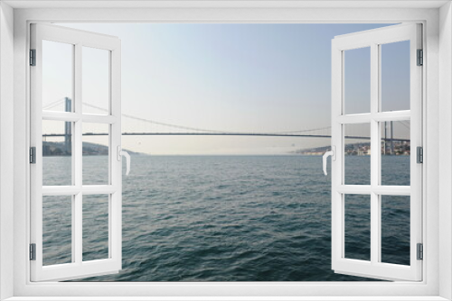 Fototapeta Naklejka Na Ścianę Okno 3D - Istanbul / Turkey - 02.28.2017 : Coastal zone and architecture of the Bosphorus Strait. A bridge connecting Europe and Asia.