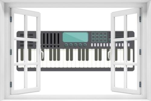 Classic synthesizer icon cartoon vector. Dj keyboard. Audio instrument