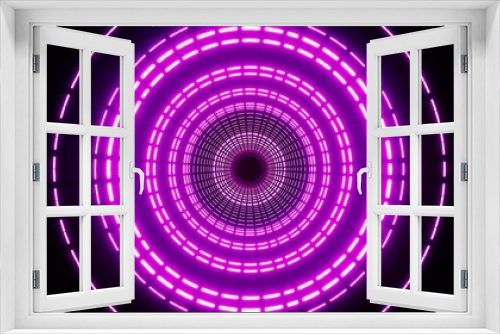 Fototapeta Naklejka Na Ścianę Okno 3D - Shiny Violet Concentric dashed line circle Lights Overlay Effect