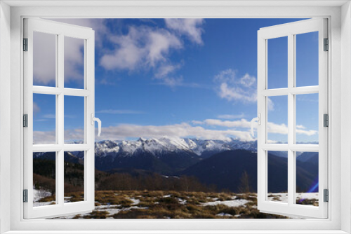 Fototapeta Naklejka Na Ścianę Okno 3D - France, Ariege, Mountains Pyrenees, winter sports scene, skiers on the slopes, High quality 4k footage