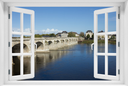 Fototapeta Naklejka Na Ścianę Okno 3D - Cessart bridge of Saumur over Loire, France