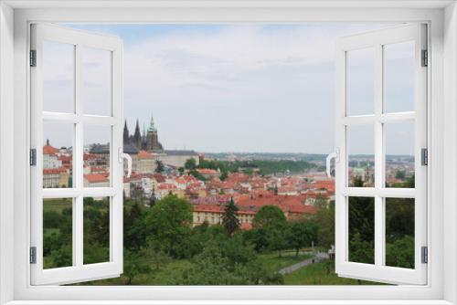 Fototapeta Naklejka Na Ścianę Okno 3D - panoramic photo of Prague on a cloudy day