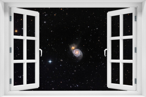 Fototapeta Naklejka Na Ścianę Okno 3D - The Whirlpool Galaxy and NGC5194 in dark black space