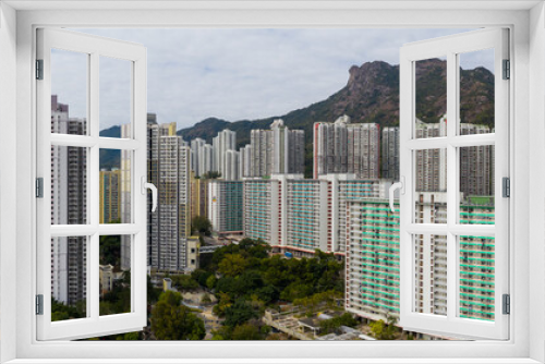 Fototapeta Naklejka Na Ścianę Okno 3D - Top view of Hong Kong city