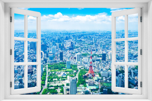 Fototapeta Naklejka Na Ścianę Okno 3D - 東京風景