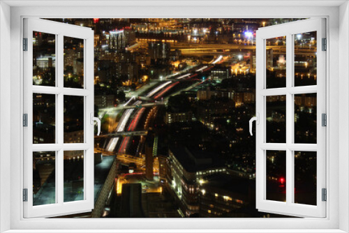 Fototapeta Naklejka Na Ścianę Okno 3D - boston night cityscape long exposure